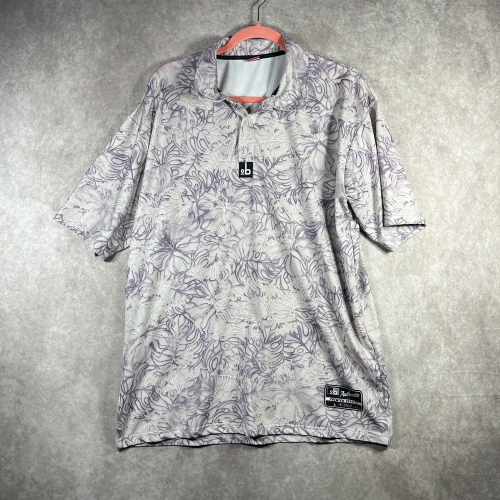 OB‎ Golf Polo Shirt Mens Large Purple Floral Short Sleeves Outdoor Tropical